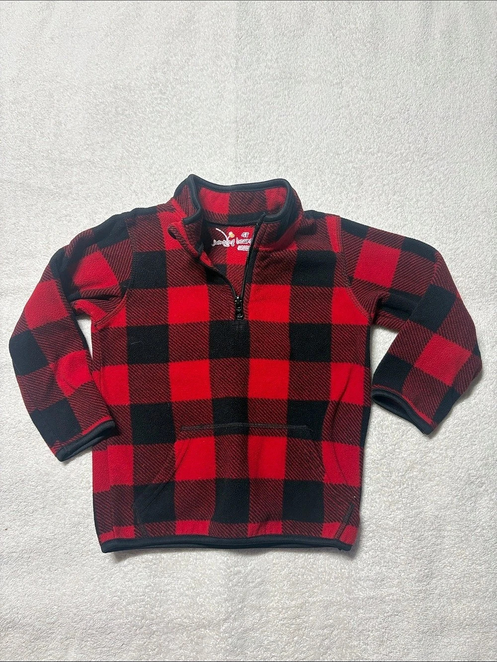 Jumping Beans Buffalo Plaid 1/4 Zip Fleece Pullover Boys 4T